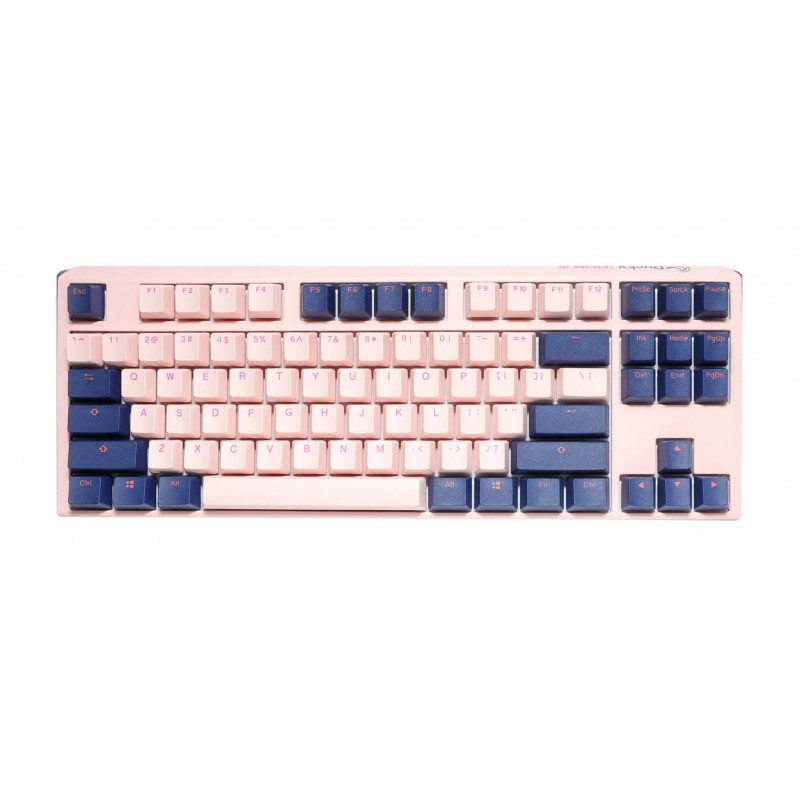Teclado Mecanico Ducky One 3 TKL Fuji Teclas de color rosa y azul marino Red interruptor Ingles PBT Doble disparo sin costuras Estuche superior rosa