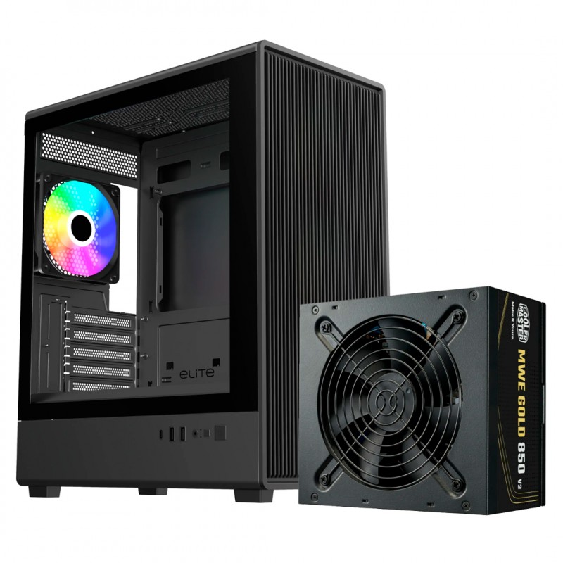 KIT COOLER MASTER 350 ELITE + ELITE GOLD 850W FM AWO CORD (Full Modular)