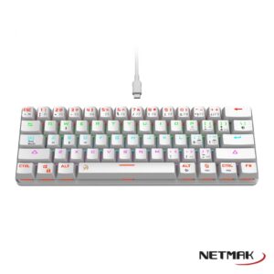 TECLADO MECANICO GAMER NETMAK NM-DOMINATE BLANCO
