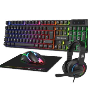 COMBO GAMER SOLARMAX GC4P1503 4 EN 1 (TECLADO | MOUSE | AURICULAR | MOUSEPAD)